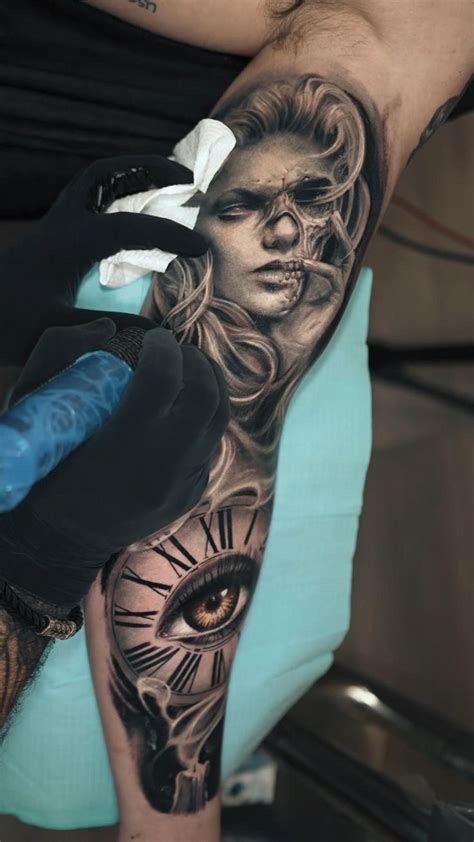 Woman Art Clock Tattoo By Darwin Enriquez In 2023 Tattoo Studio