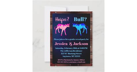 Heifer Or Bull Western Style Gender Reveal Invitation Zazzle