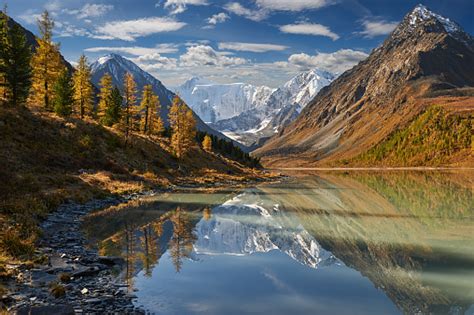 Beautiful Autumn Landscape Altai Mountains Russia Stock Photo
