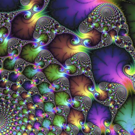 Abstract Fractal Art Colorful Digital Leaves And Spirals Fascinating