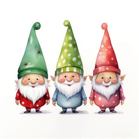 Premium Photo Illustration Of Three Cute Gnomes On White Background