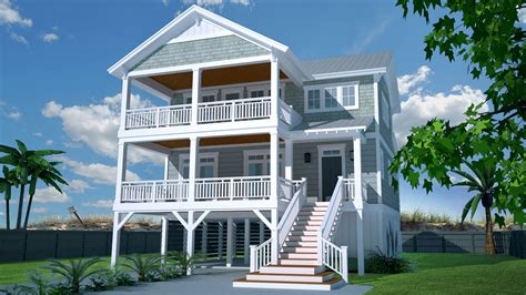 Beach House Plans On Piers Low Country Or Beach Home Plan 60053rc