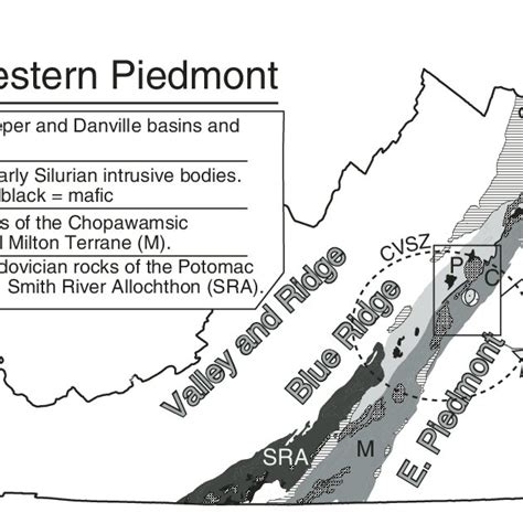 Geology Of The Western Piedmont Of Virginia R Is Richmond Dashed Line