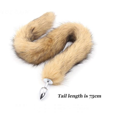 artificial long foxtail metal anal plug for women role play erotic ass plug sex anal toy china