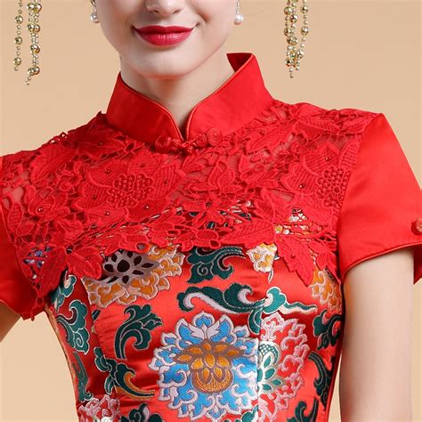 extravagant peony flowers embroidery red cheongsam suit qipao cheongsam and dresses women