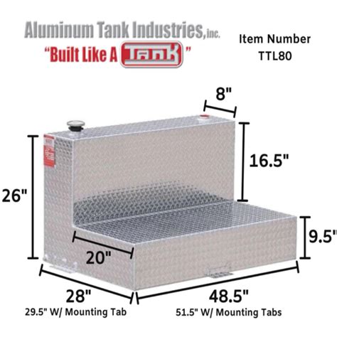 Ati 80 Gallon L Shaped Transfer Tank Bright Aluminum Model Ttl80