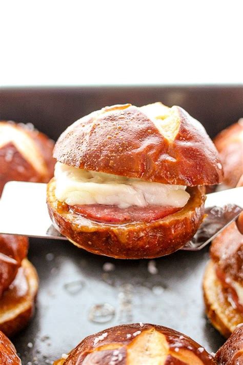 Garlic Summer Sausage Pretzel Bun Sliders | Recipe ...