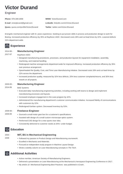 Build a unique winning resume to land the ideal job. engineering resume example template newcast | Engineering ...