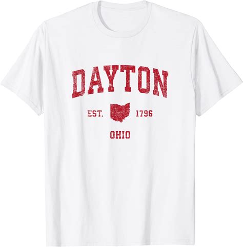Dayton Ohio Oh Vintage Sports Design Red Print T Shirt