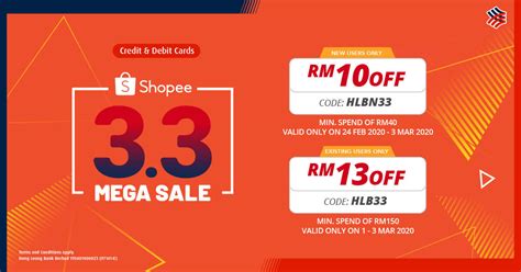 Promosi Dapatkan Sehingga Rm13 Off Shopee 33 Mega Sale