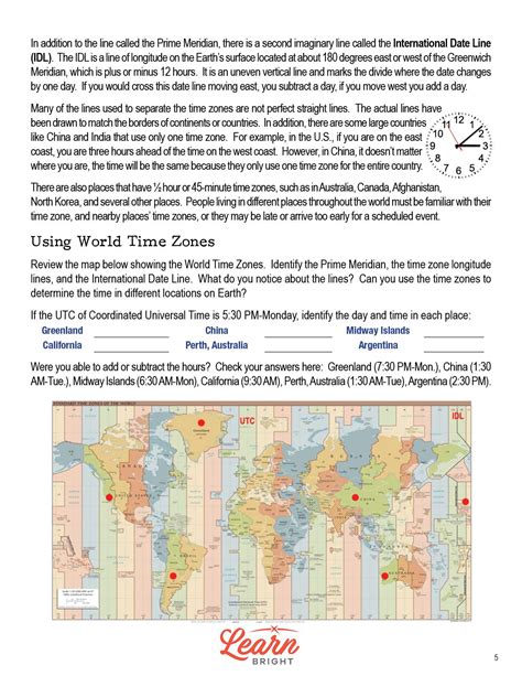 World Time Zones Free Pdf Download Learn Bright