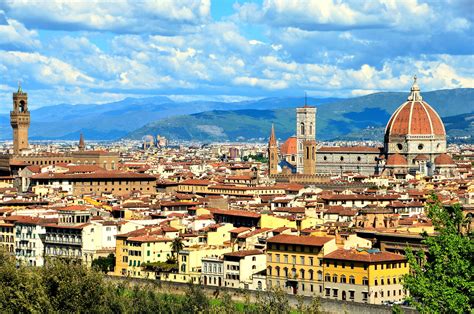 Skyline Of City From Piazzale Michelangelo In Florence Italy