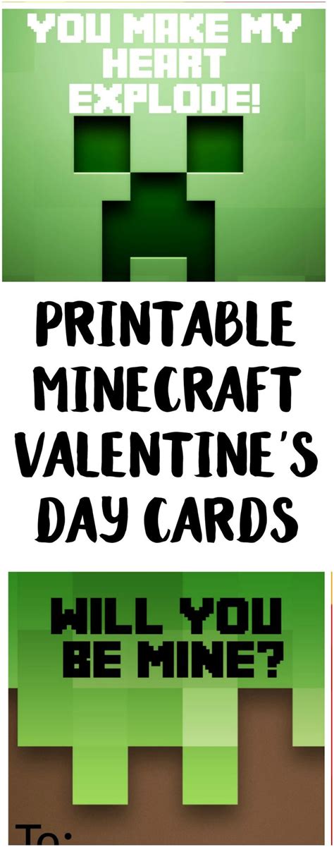 Check spelling or type a new query. Free Printable Minecraft Valentine's Day Cards | Easy diy valentine's day cards, Valentine day ...
