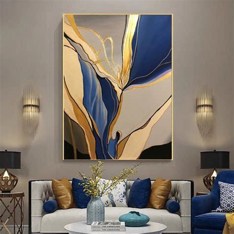 Modern Abstract Art Wall Painting With Frame Print Canvas Etsy
