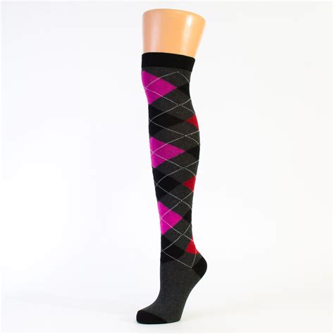 Ladies Argylediamond Over The Knee Socks Lot Ebay