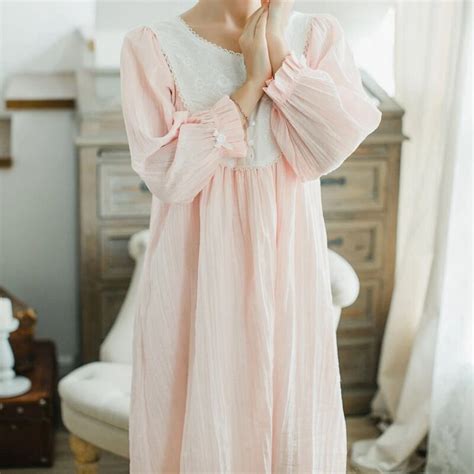 Cfyh 2018 Autumn New Women Nightgowns Long Sleeve Simple Royal Sweet
