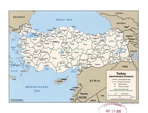 Large Detailed Administrative Divisions Map Of Turkey 2006 Turkey
