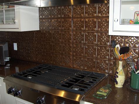 Tin ceiling installation and design along with backsplashes and other tin accents from the tin guy. A hand painted tin backsplash. | Tin backsplash ...