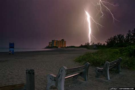 Florida Lightning Storm At Jupiter Beach Inlet Park Hdr Photography