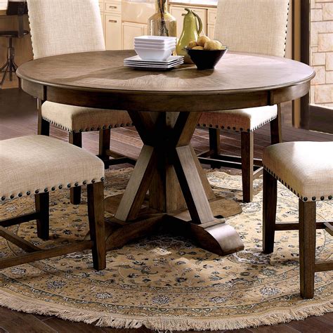 Furniture Of America Stanley Pedestal Round Dining Table Light Oak