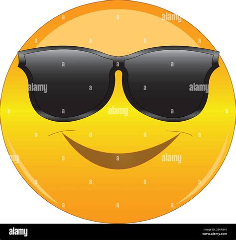 Coole Emoji In Schattierungen Gelbes Lächelndes Gesicht Emoticon Trägt