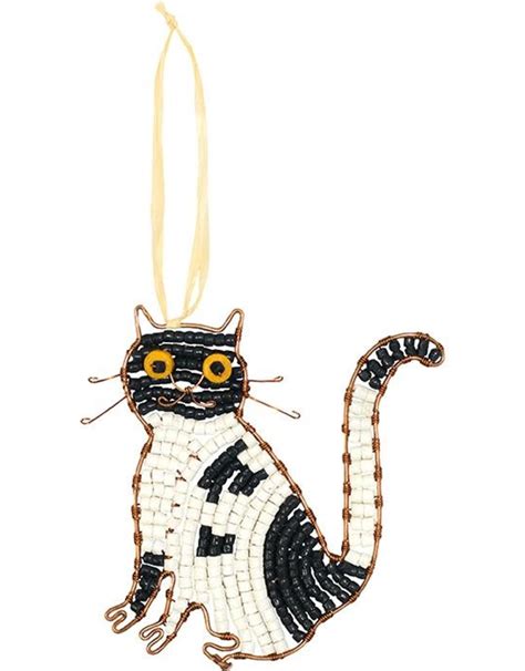 Beaded Tuxedo Cat Ornament Bunyaad