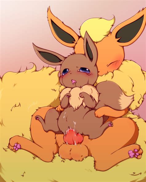 Rule Blush Color Cum Eevee Female Feral Flareon Front View Fur Insertion Interspecies Male