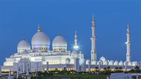 Abu Dhabi Sheikh Zayed Mosque View At Night Uae 4k Ultra Hd Desktop