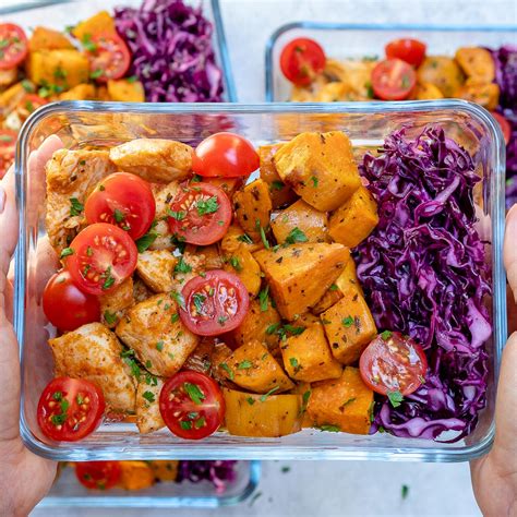 Get ahead for the week with this healthy chicken and sweet potato recipe that works so well for lunchtime meal prep. Roasted Chicken + Sweet Potato Meal Prep for Clean Eating ...