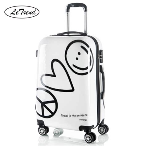 Letrend Korean Cute Rolling Luggage Spinner Cartoon Password Suitcase