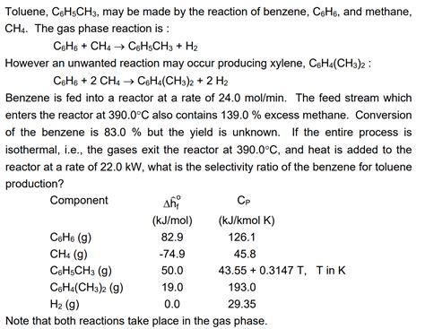 Solved Toluene C6h5ch3 May Be Made By The Reaction Of