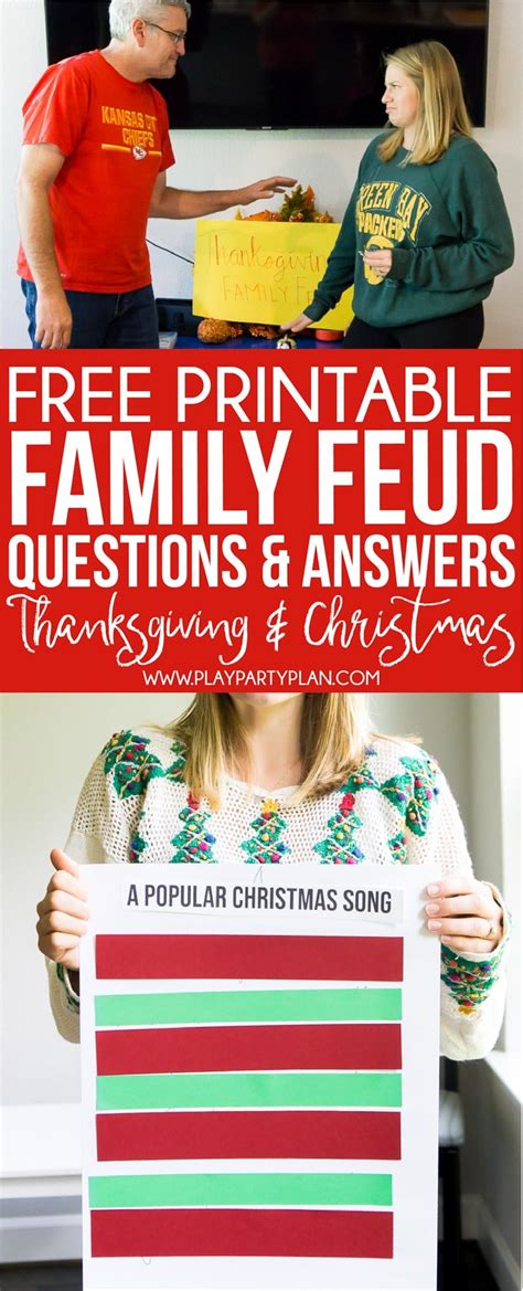 They only have one chance to answer each question. FREE Holiday Family Feud Game (Thanksgiving & Christmas Questions)