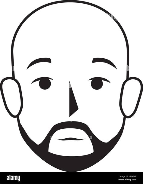 Silhouette Front View Bald Man With Moustache Stock Vector Image And Art