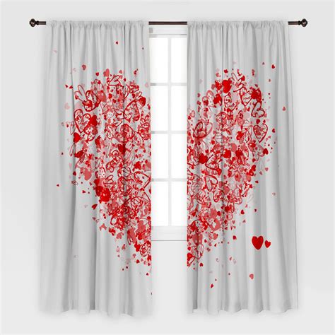 Heart Printed Curtain Drapes For Living Room Dining Room Bed Etsy