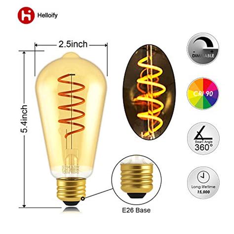 40w Equivalent Dimmable St64st19 Led Flexible Spiral Filiment Edison