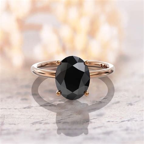 Black Diamond Oval Engagement Ring 2 Carat 9x7 Mm Oval Diamond Etsy