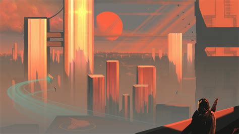 Wallpaper Joeyjazz Cityscape Futuristic Science Fiction 2560x1440
