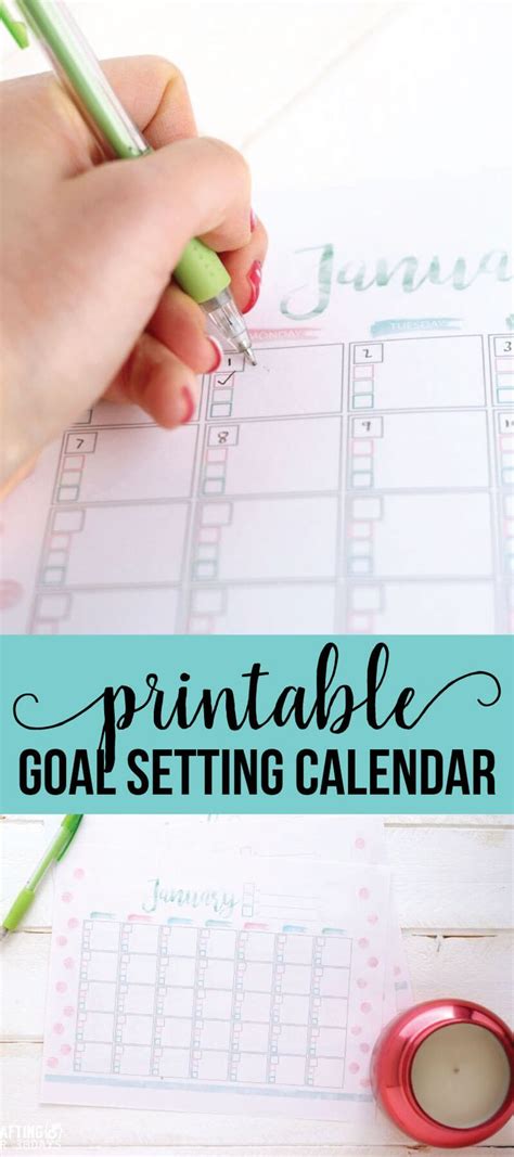 Printable Goal Setting Calendar Free Goal Printables Fitness Journal