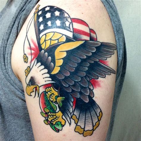 American Traditional Eagle Flag Tattoo Bmp City