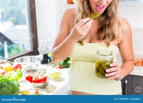 pregnant woman craving for pickled gherkins stock image image of pregnant craving 71287099