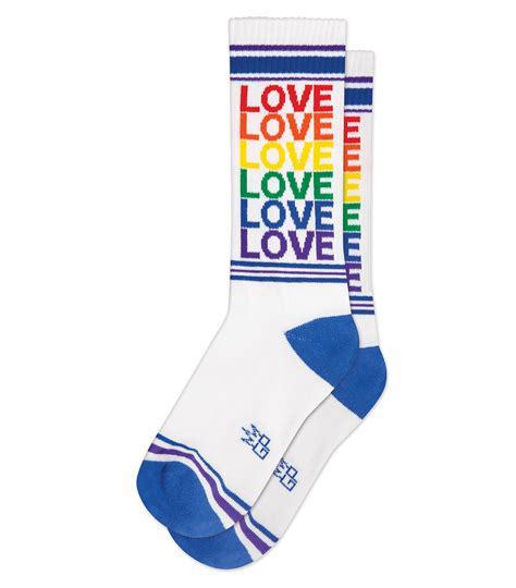 Love Love Love White Rainbow Unisex Crew Gym Sock One Size Fits Most 61 Cotton 36 Nylon 3