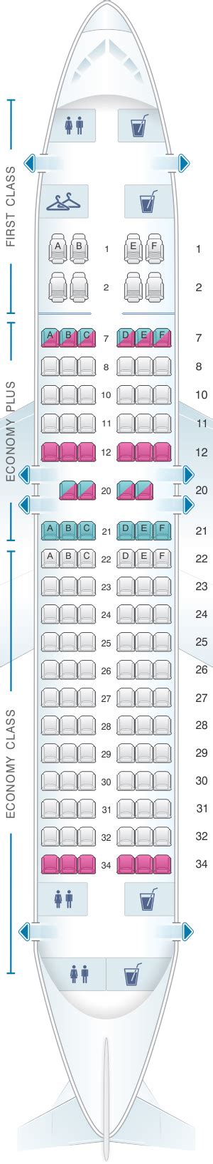 Seat Map United Airlines Airbus A319 Version 1