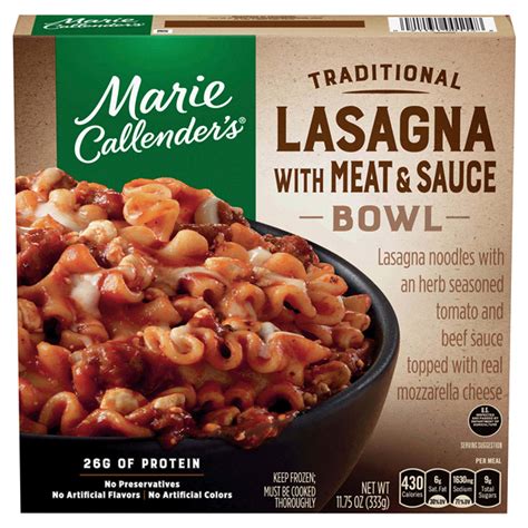 They are frozen dinners that serve 4 and can be heated in the microwave in less than 15 minutes of in the oven in about an hour. Marie Callender's Lasagna With Meat & Sauce Bowl, Frozen Pasta Meals, 11.75 oz. Pasta Meals ...