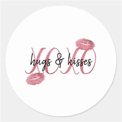 Xoxo Kisses Pink Lips Classic Round Sticker