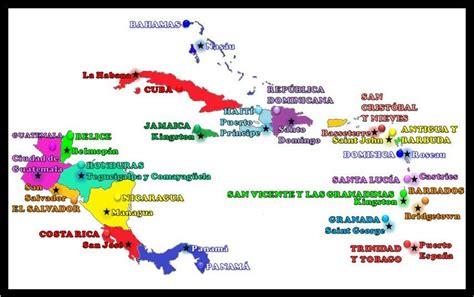 Mapa De America Central Y El Caribe Paises Y Capitales América