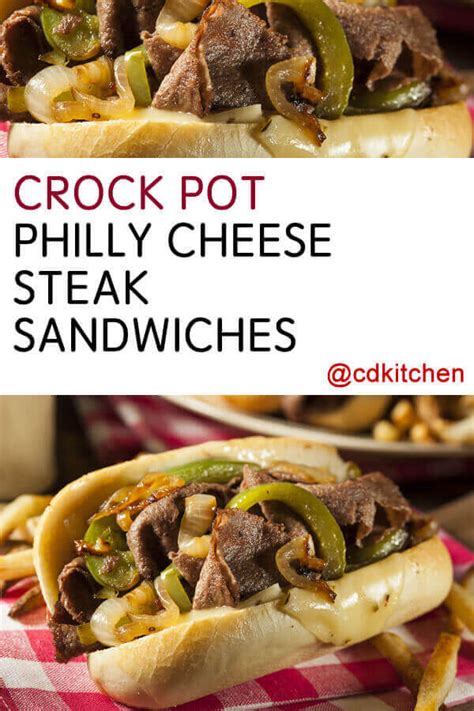 Add the onions and red and green bell peppers. Crock Pot Philly Cheese Steak Sandwiches Recipe | CDKitchen.com