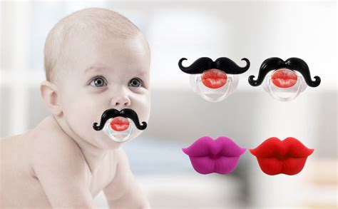 Amazon Com Robbear Pack Funny Baby Pacifier Cute Lips Mustache For