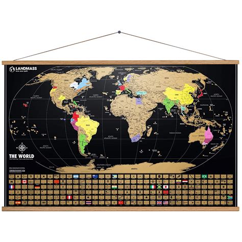 Landmass Extra Large Scratch Off Map Of The World With Frame Travel