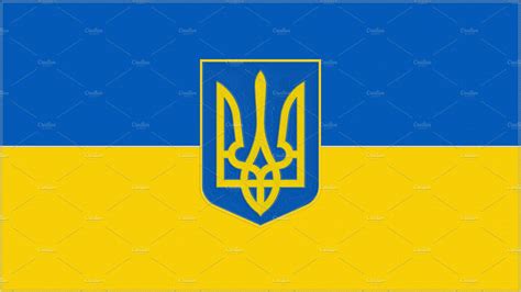 Ukraine Embroidery Flag With Coat Of Arms Ukrainian Emblem Stitched