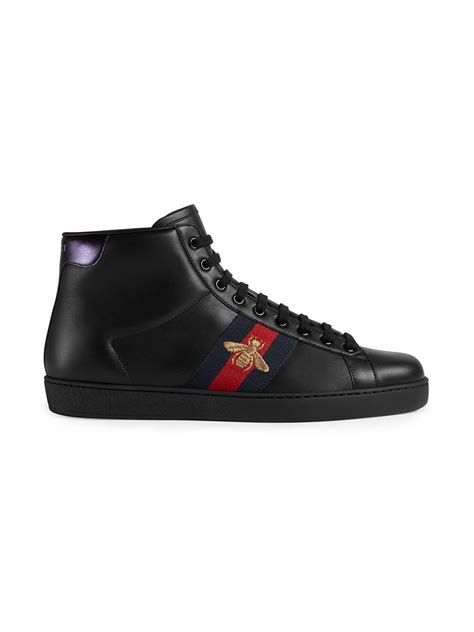 Gucci Mens Leather High Top Sneakers In Blue Modesens